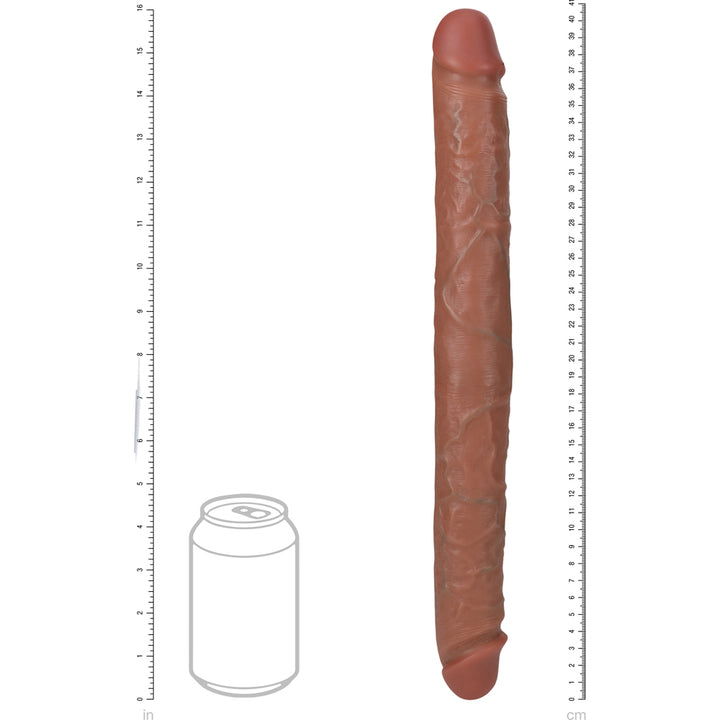 Shots Real Rock Straight Thick 16 Inch Double Dildo - Tan