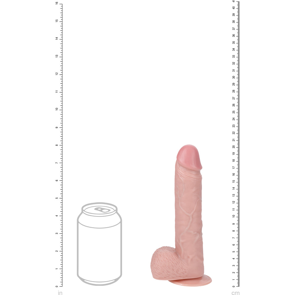 Shots Real Rock Realistic Curved Rotating Dildo With Balls 8 Inch - Light