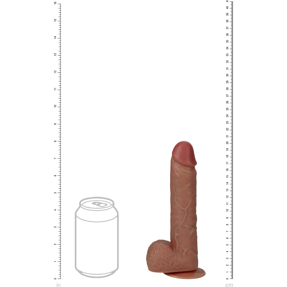 Shots Real Rock Realistic Curved Rotating Dildo With Balls 8 Inch - Tan