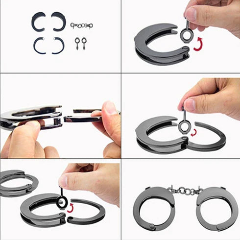 Room Fun Flying Saucer Solid Metal Handcuffs - Black