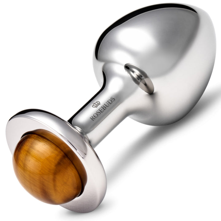 Rosebuds Stainless Steel Butt Plug Small - Tiger Eye