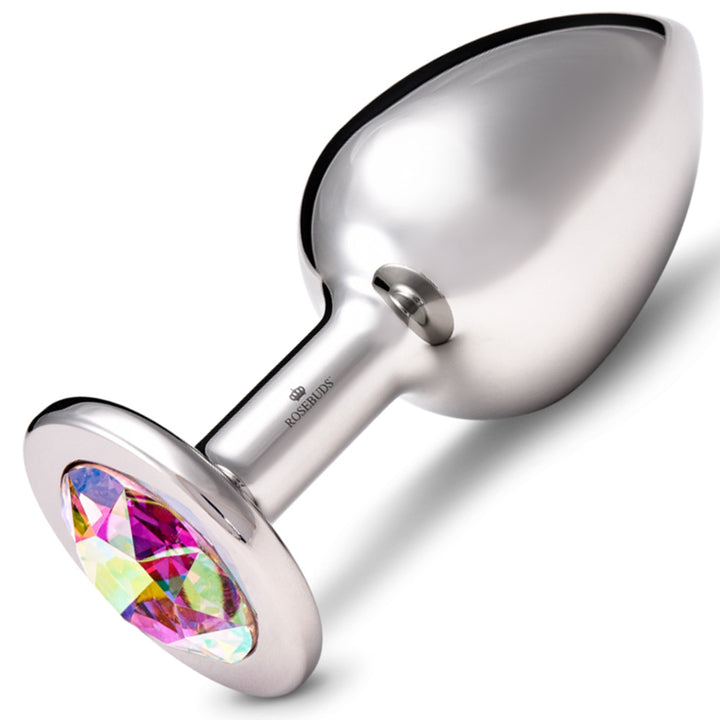 Rosebuds Stainless Steel Butt Plug XL - Aurora Borealis