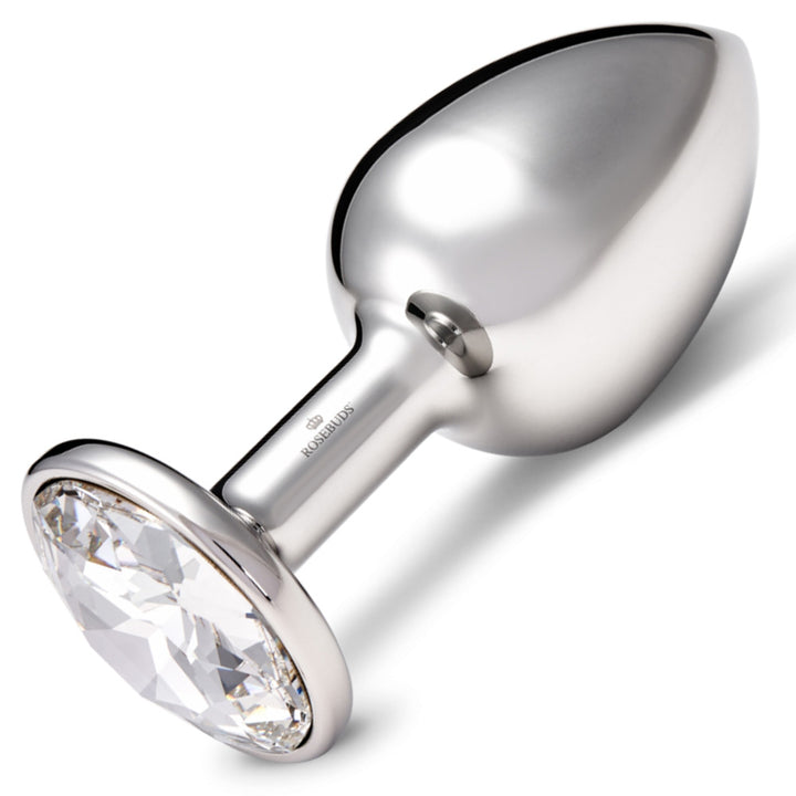 Rosebuds Stainless Steel Butt Plug XL Big Crystal - Clear