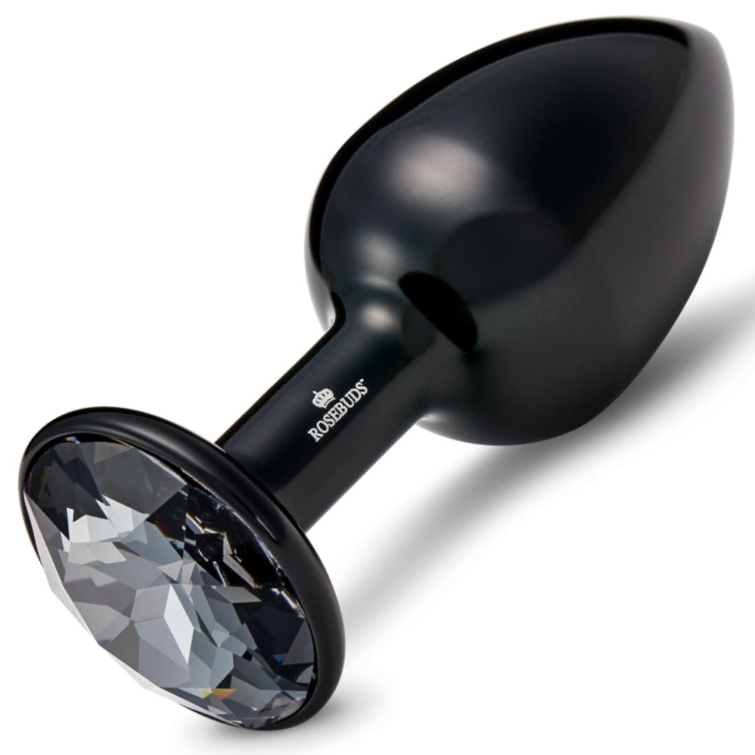 Rosebuds Aluminium Butt Plug Black Medium - Silver Night