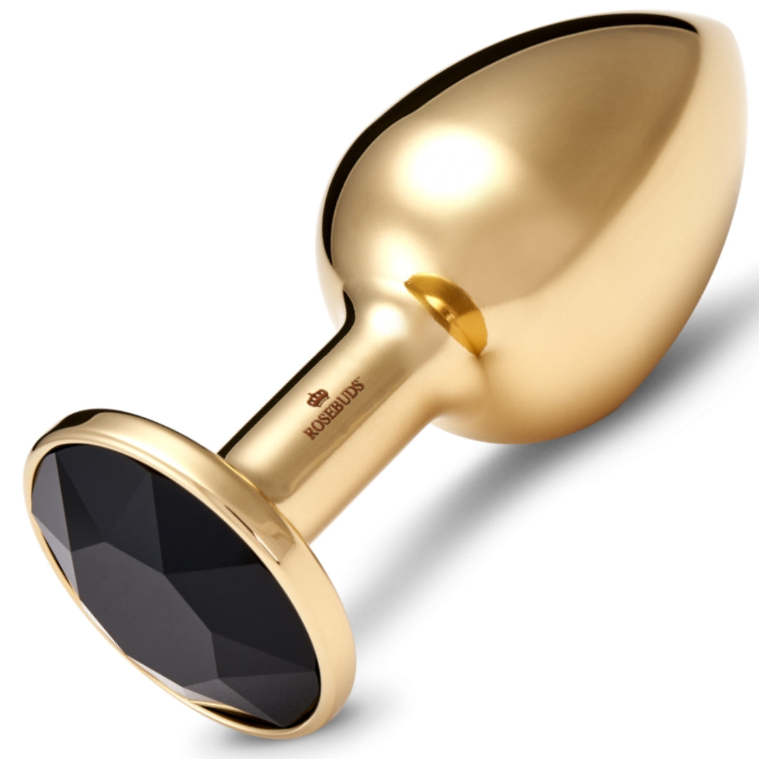 Rosebuds Stainless Steel Gold Butt Plug Medium - Jet