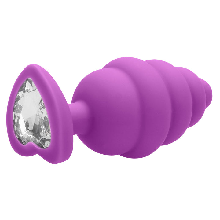 Shots Ouch Ribbed Diamond Heart Plug Extra Large - Purple