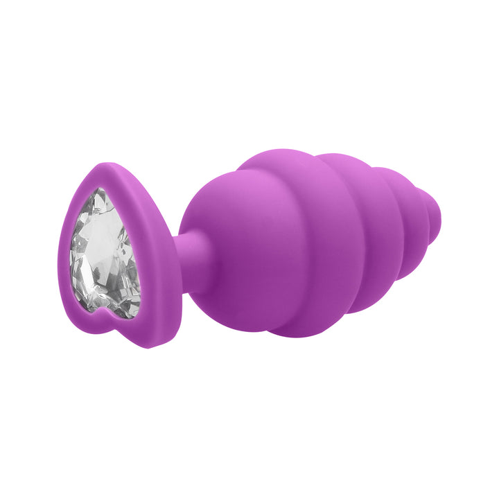 Shots Ouch Ribbed Diamond Heart Plug Regular - Purple