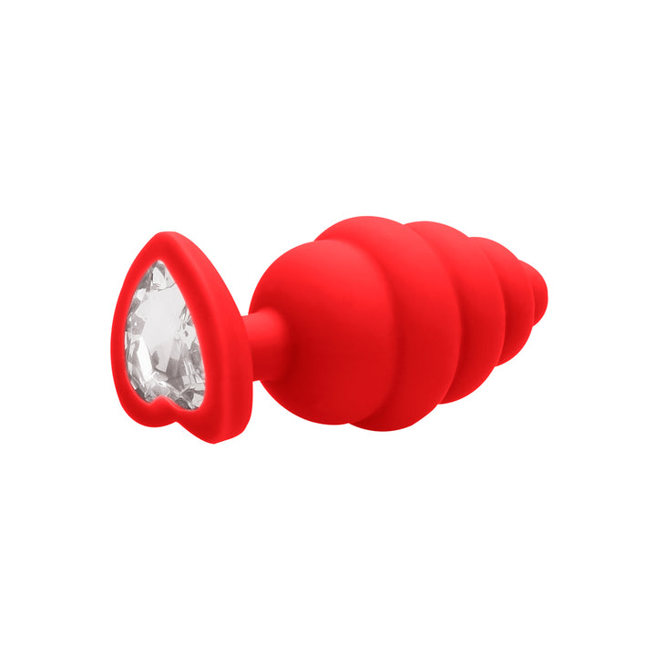 Shots Ouch Ribbed Diamond Heart Plug Regular - Red