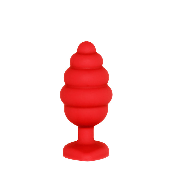 Shots Ouch Ribbed Diamond Heart Plug Regular - Red