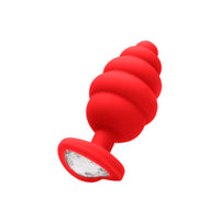 Shots Ouch Ribbed Diamond Heart Plug Regular - Red