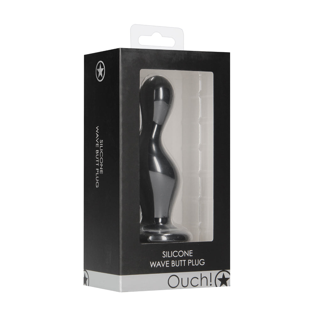 Shots Ouch Silicone Wave Butt Plug - Black