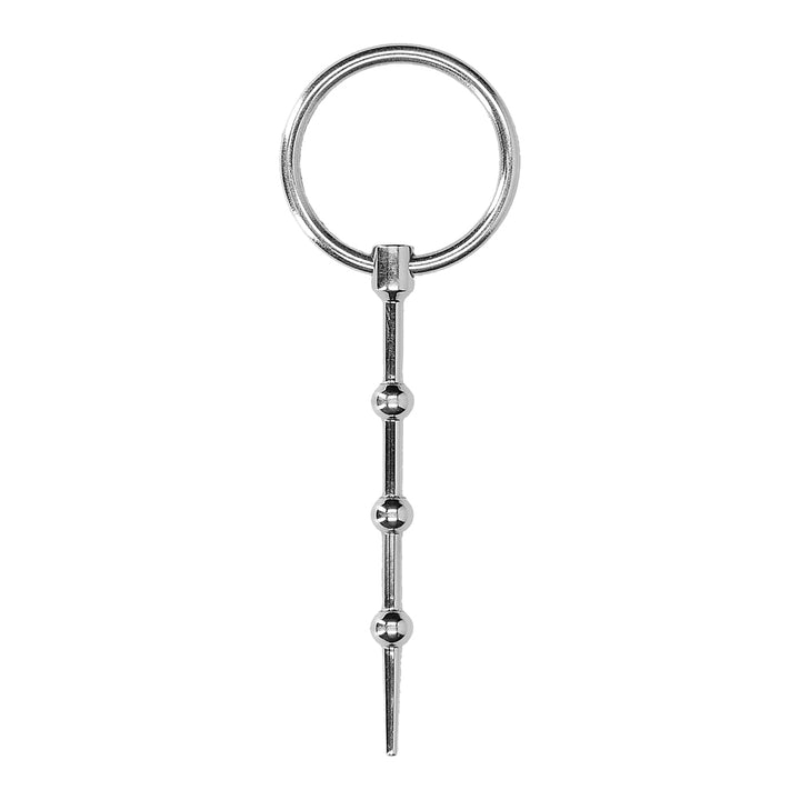 Shots Ouch Urethral Stainless Steel Beaded Plug With Ring - 6mm