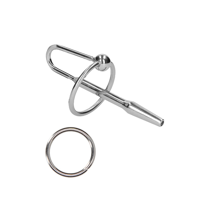 Shots Ouch Urethral Stainless Steel Plug & Glans Rings - 8mm