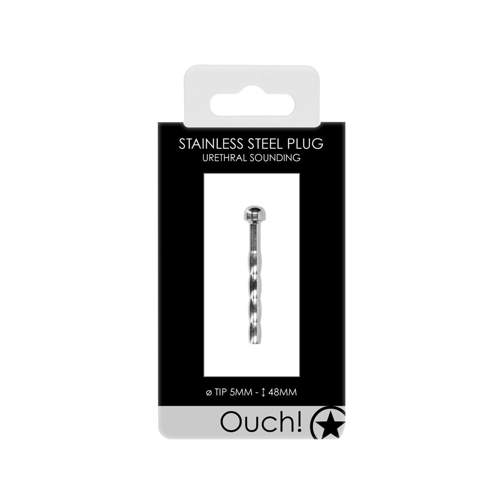 Shots Ouch Urethral Stainless Steel Wavy Plug - 5mm