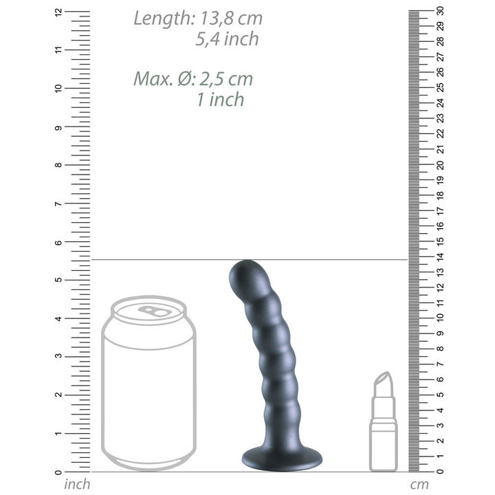 Shots Ouch! Liquid Silicone Beaded G-Spot 5 Inch Dildo - Gun Metal