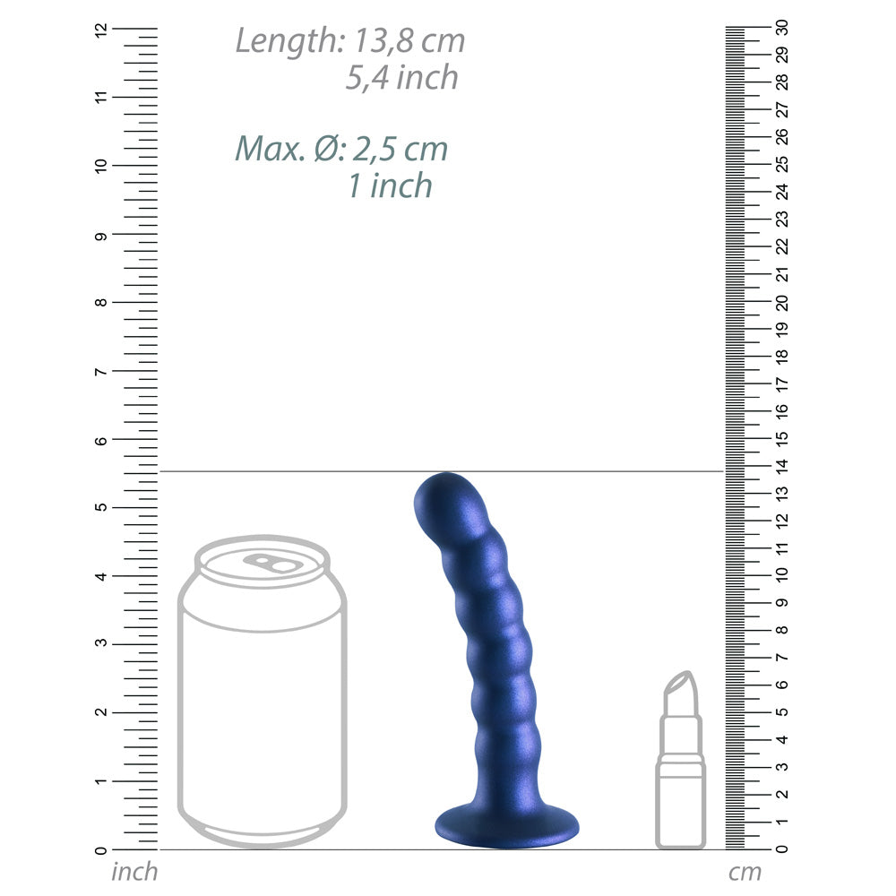 Shots Ouch! Liquid Silicone Beaded G-Spot 5 Inch Dildo - Metallic Blue