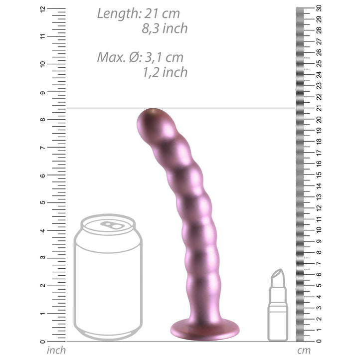 Shots Ouch! Liquid Silicone Beaded G-Spot 8 Inch Dildo - Rose Gold