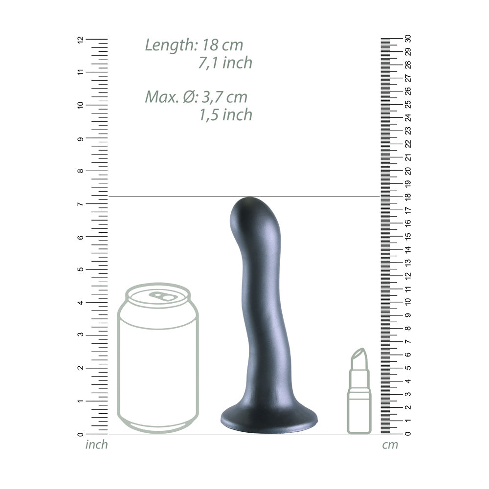 Shots Ouch! Liquid Silicone Curvy G-Spot 7 Inch Dildo - Gun Metal