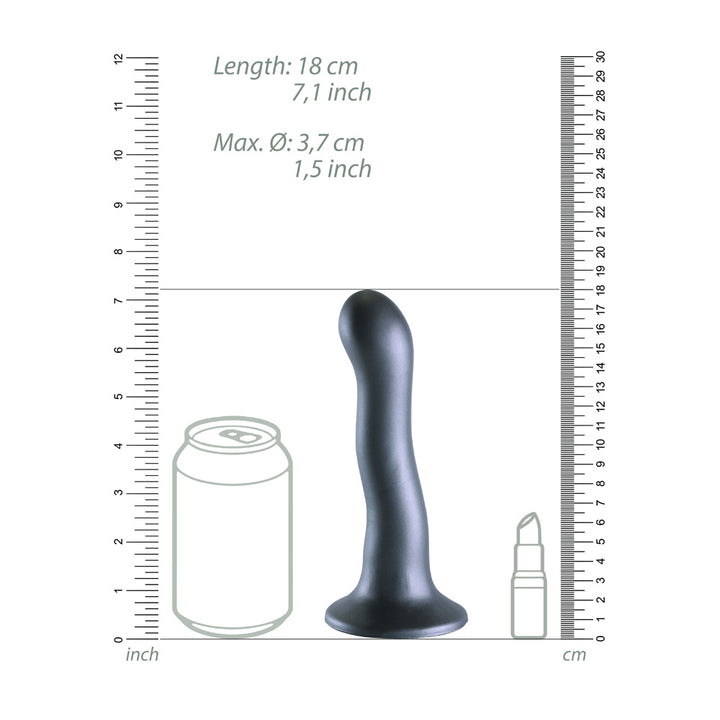 Shots Ouch! Liquid Silicone Curvy G-Spot 7 Inch Dildo - Gun Metal