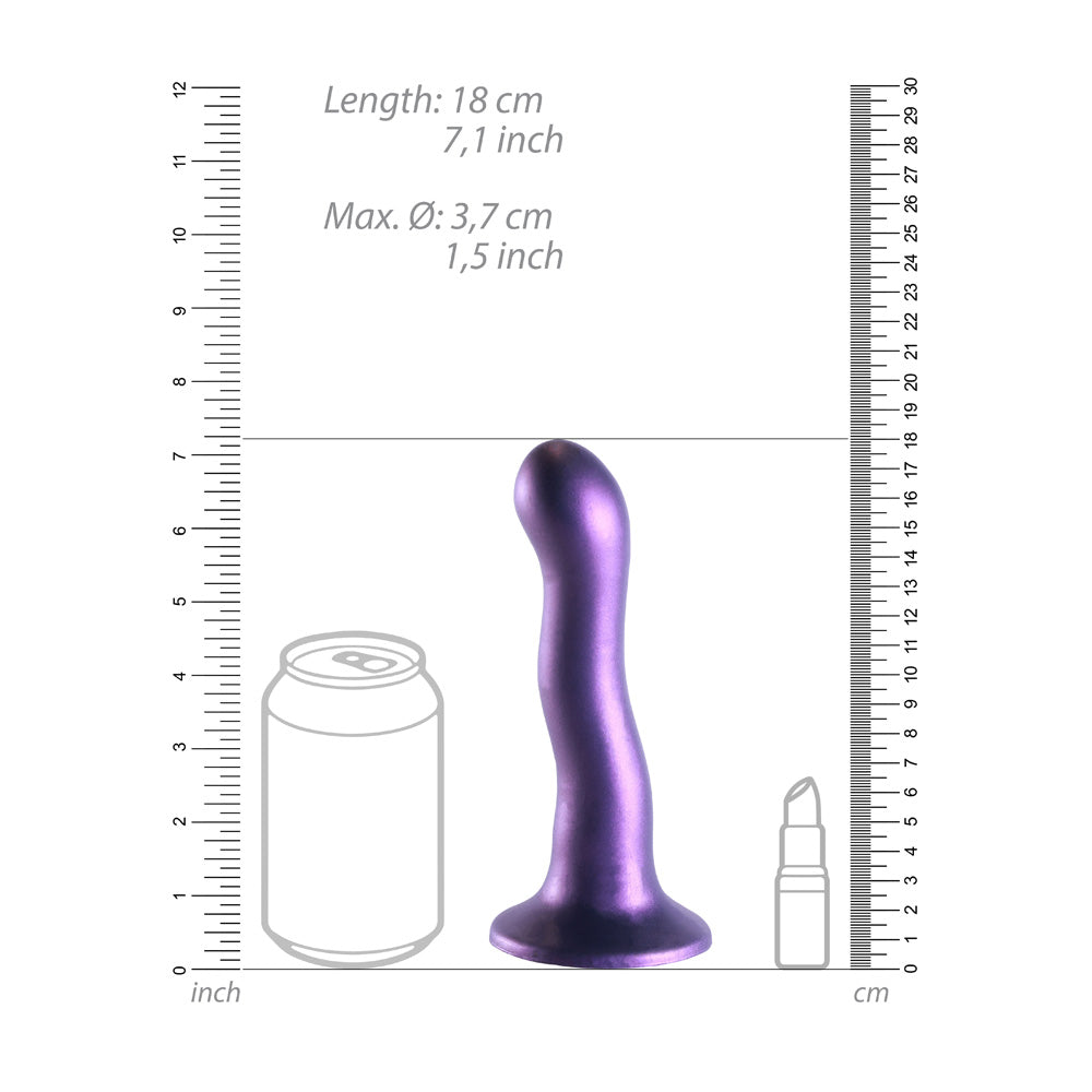 Shots Ouch! Liquid Silicone Curvy G-Spot 7 Inch Dildo - Metallic Purple