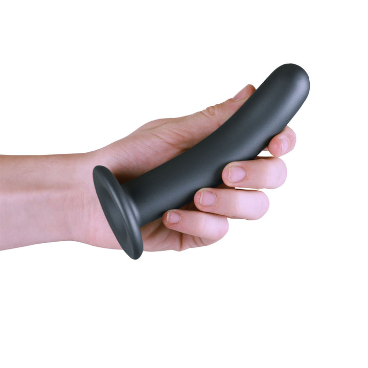 Shots Ouch! Liquid Silicone G-Spot 6 Inch Dildo - Gun Metal