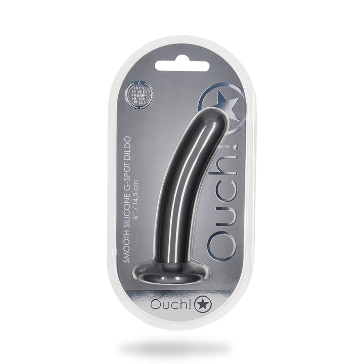 Shots Ouch! Liquid Silicone G-Spot 6 Inch Dildo - Gun Metal