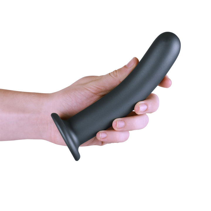 Shots Ouch! Liquid Silicone G-Spot 7 Inch Dildo - Gun Metal