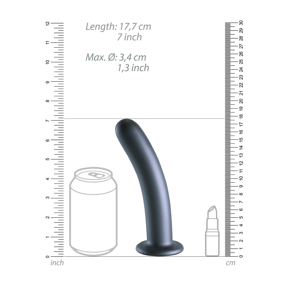 Shots Ouch! Liquid Silicone G-Spot 7 Inch Dildo - Gun Metal