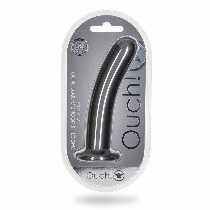 Shots Ouch! Liquid Silicone G-Spot 7 Inch Dildo - Gun Metal