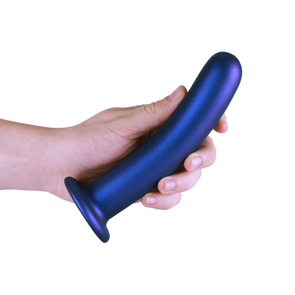 Shots Ouch! Liquid Silicone G-Spot 7 Inch Dildo - Metallic Blue