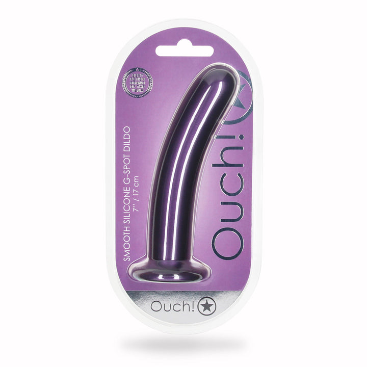 Shots Ouch! Liquid Silicone G-Spot 7 Inch Dildo - Metallic Purple