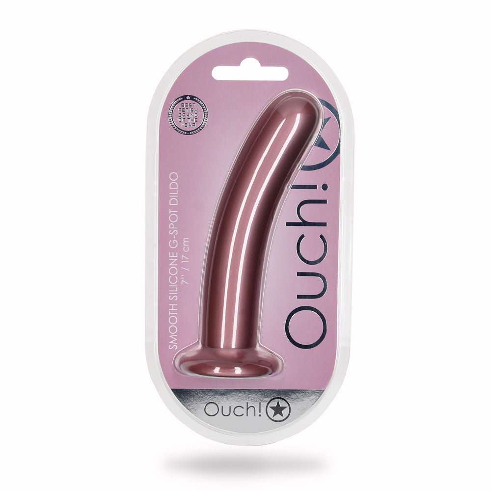 Shots Ouch! Liquid Silicone G-Spot 7 Inch Dildo - Rose Gold