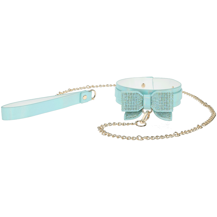 Shots Ouch! Paris Bondage Collection Collar With Leash - Blue