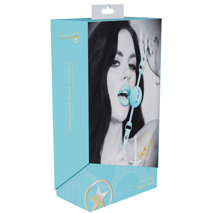 Shots Ouch! Paris Bondage Collection Silicone Ball Gag - Blue