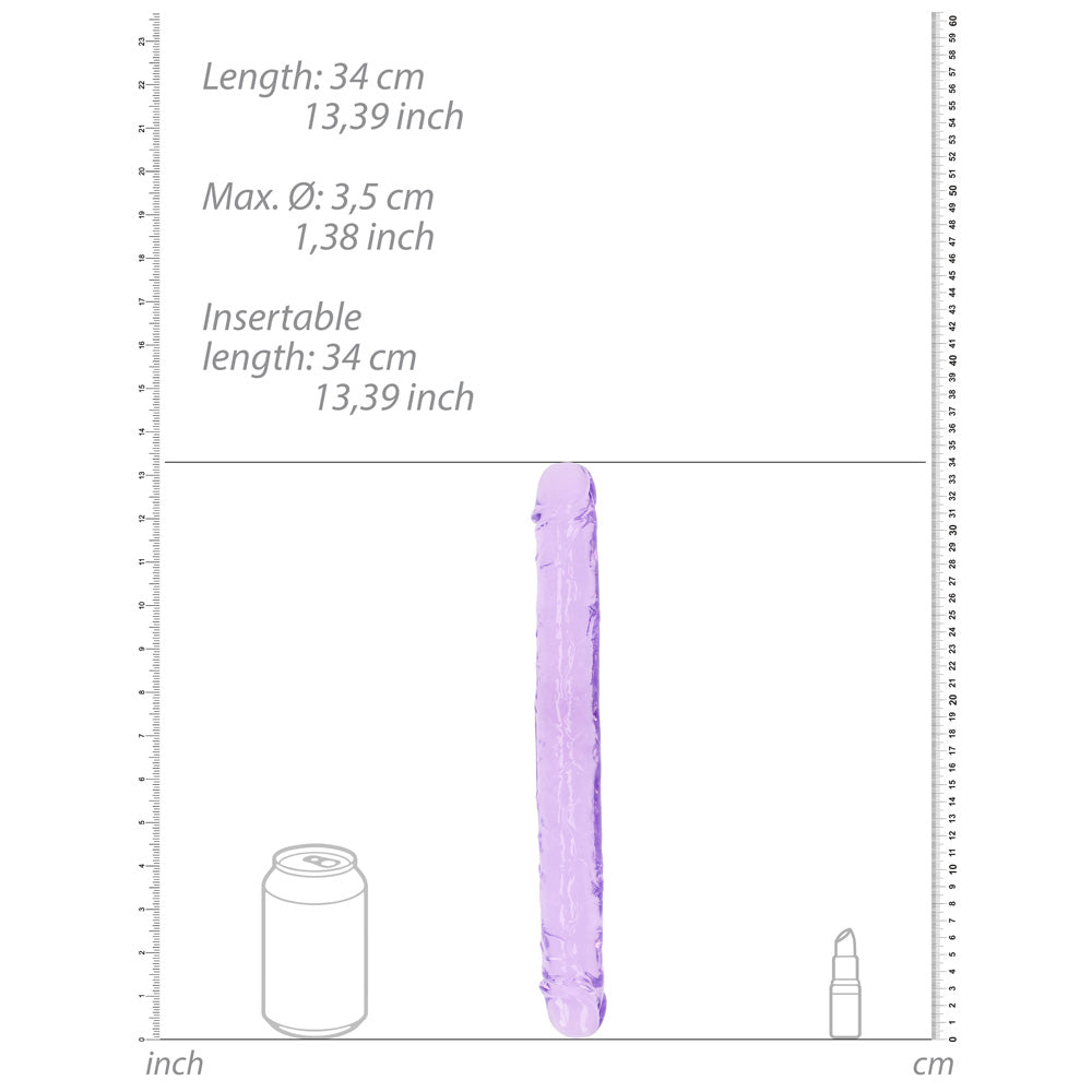 Shots Real Rock Crystal Clear 13 Inch Double Dildo - Purple