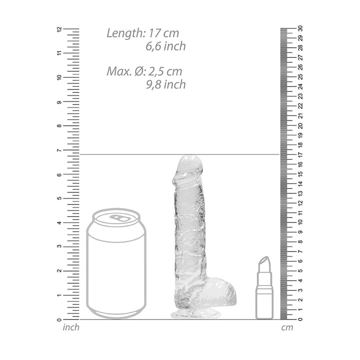 Shots Real Rock Crystal Clear 6 Inch Dildo With Balls - Clear