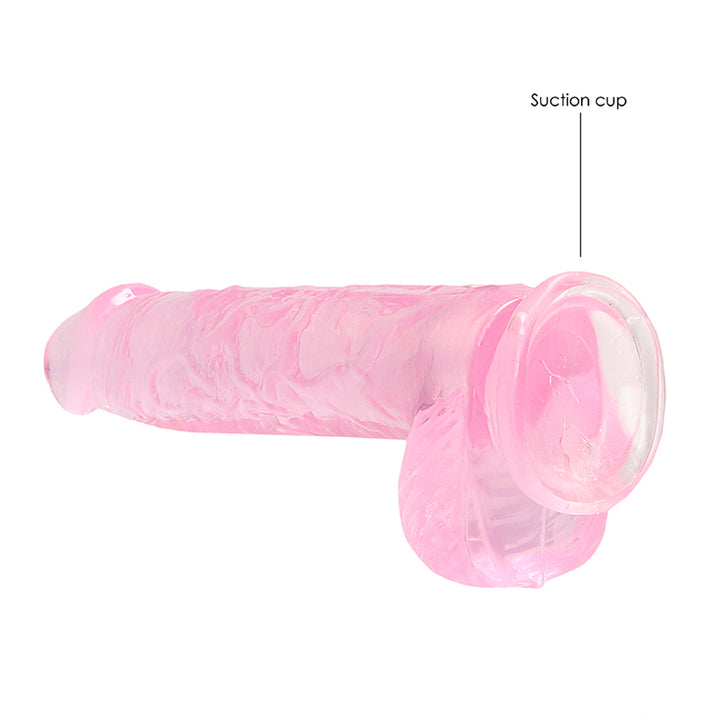 Shots Real Rock Crystal Clear 6 Inch Dildo With Balls - Pink