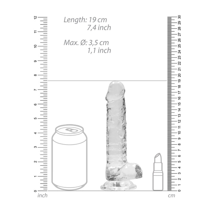 Shots Real Rock Crystal Clear 7 Inch Dildo With Balls - Clear