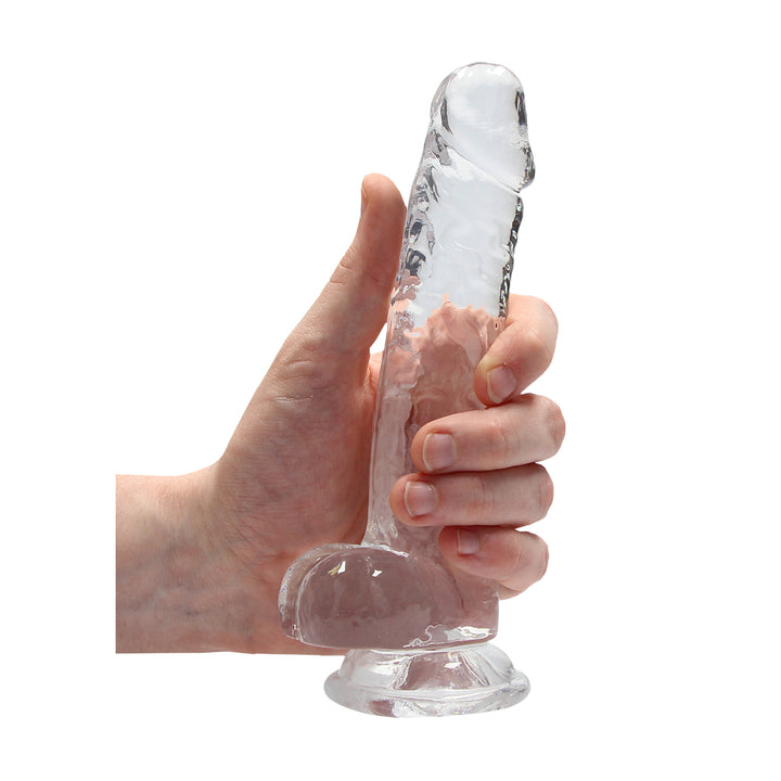 Shots Real Rock Crystal Clear 7 Inch Dildo With Balls - Clear