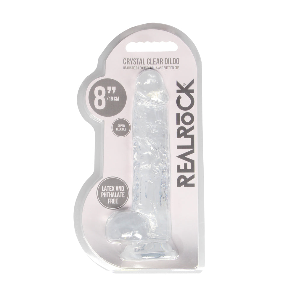 Shots Real Rock Crystal Clear 8 Inch Dildo With Balls - Clear