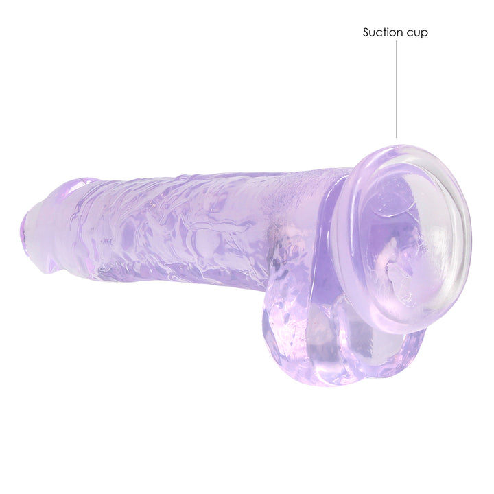 Shots Real Rock Crystal Clear 8 Inch Dildo With Balls - Purple