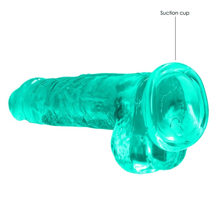 Shots Real Rock Crystal Clear 8 Inch Dildo With Balls - Turquoise