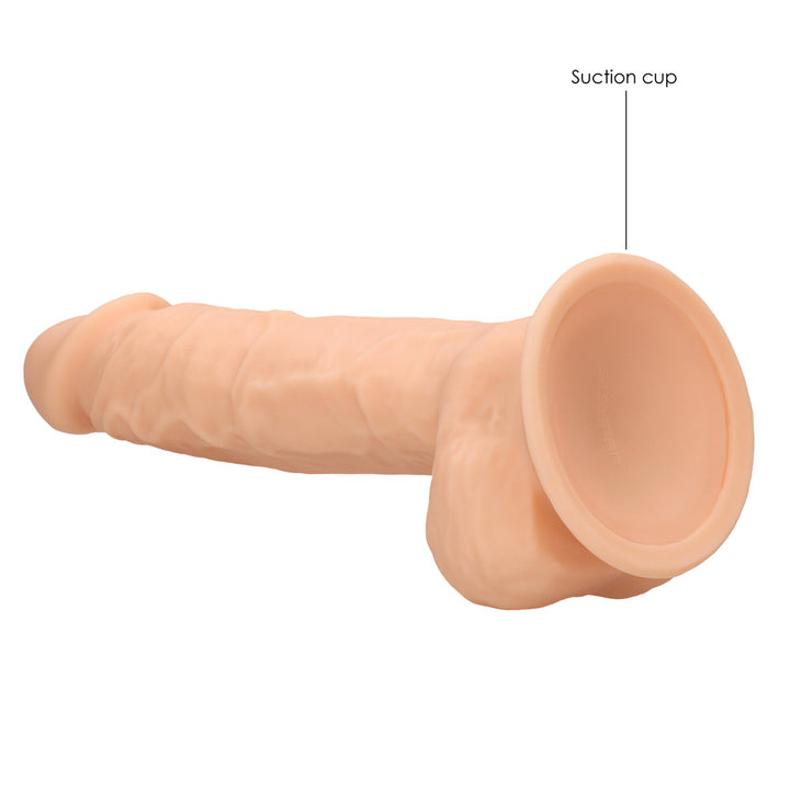 Shots Real Rock Dual Density Silicone Dildo With Balls 9 Inch - Light