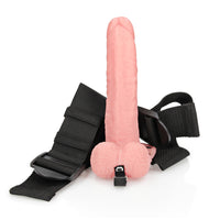 Shots Real Rock Hollow Strap On With Balls 7 Inch - Flesh