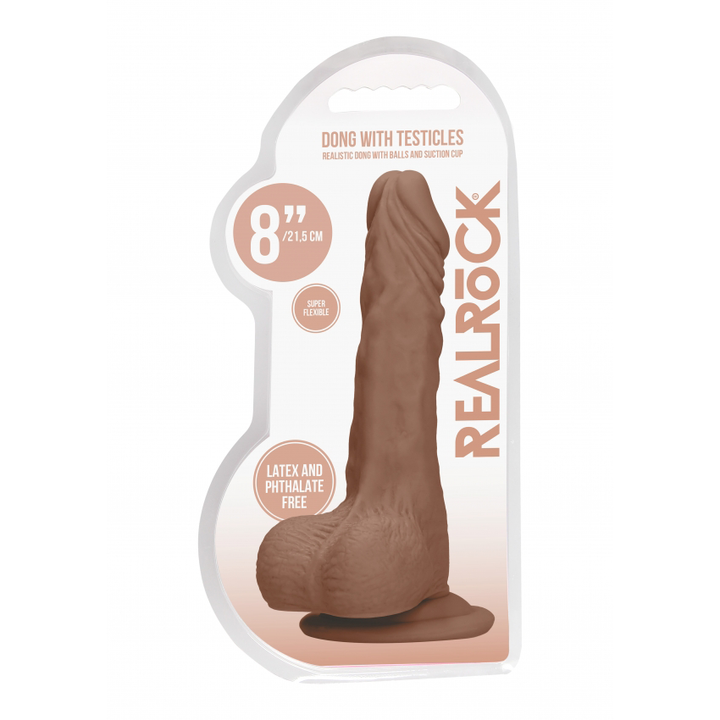 Shots Real Rock Skin Dong With Balls 8 Inch - Tan