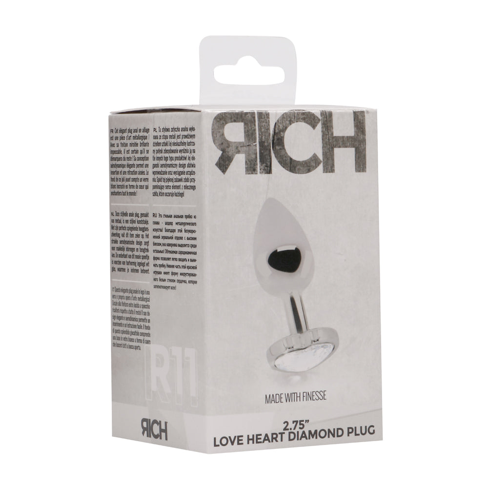 Shots Rich Love Heart Metal Butt Plug 2.7 Inch - Silver