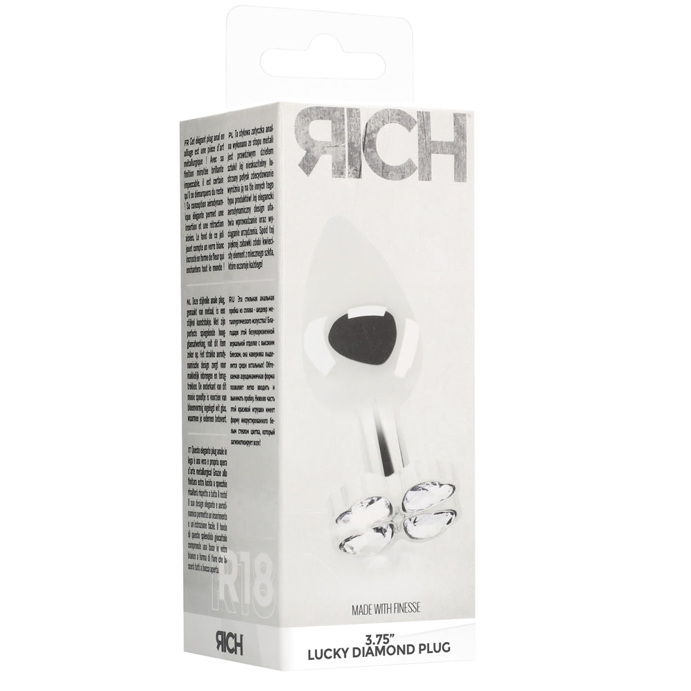 Shots Rich Lucky Diamond Metal Butt Plug 3.7 Inch - Silver