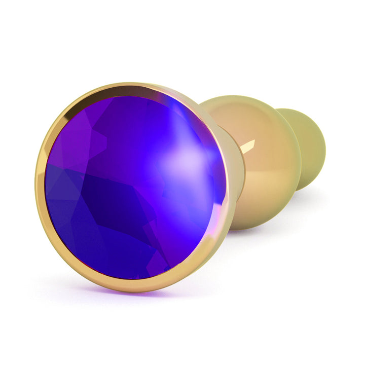 Shots Rich R4 Metal Butt Plug 4.8 Inch Sparkling Sapphire - Gold