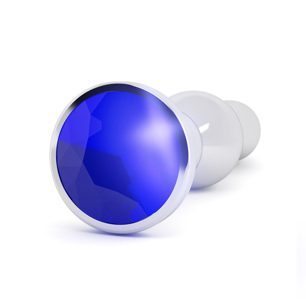 Shots Rich R4 Metal Butt Plug 4.8 Inch Sparkling Sapphire - Silver