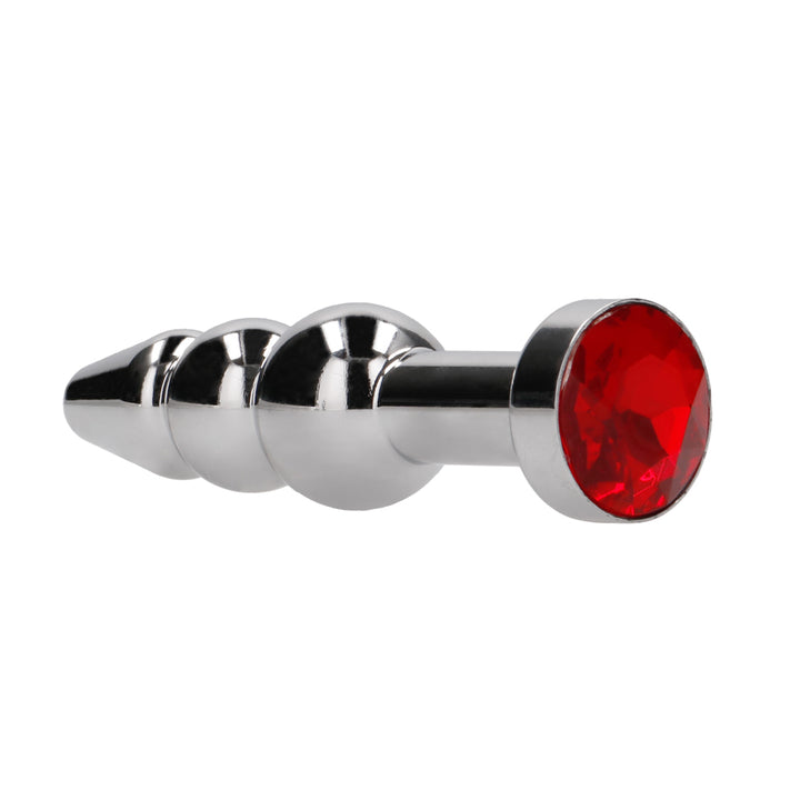 Shots Rich R7 Metal Butt Plug 3.9 Inch Sparkling Sapphire - Silver